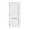 Trimlite 32"x80"x13/8" Primed 3Panel Equal Panel Interior Shaker 49/16" RH Prehung Door Matte Black Hinges 2868pri8433RH10B4916